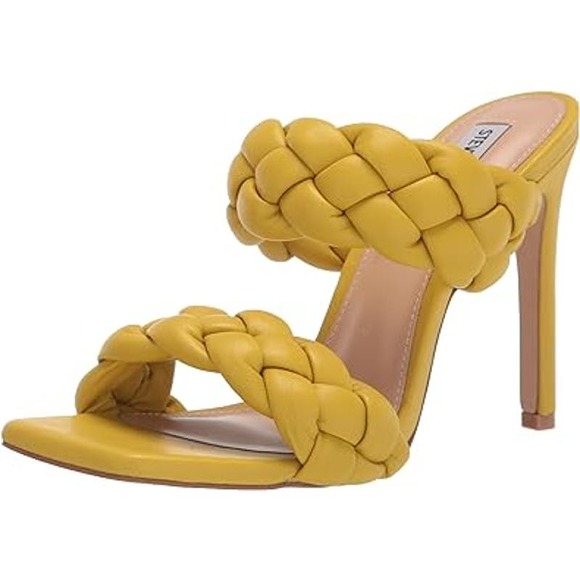 Steve Madden Shoes - Steve Madden Kenley Braided Heeled Sandals Citron Yellow